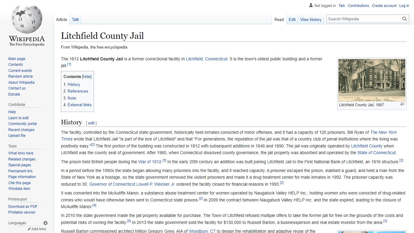 Litchfield County Jail - Wikipedia